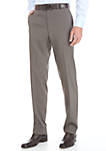 Brown Stretch Flat Front Pants