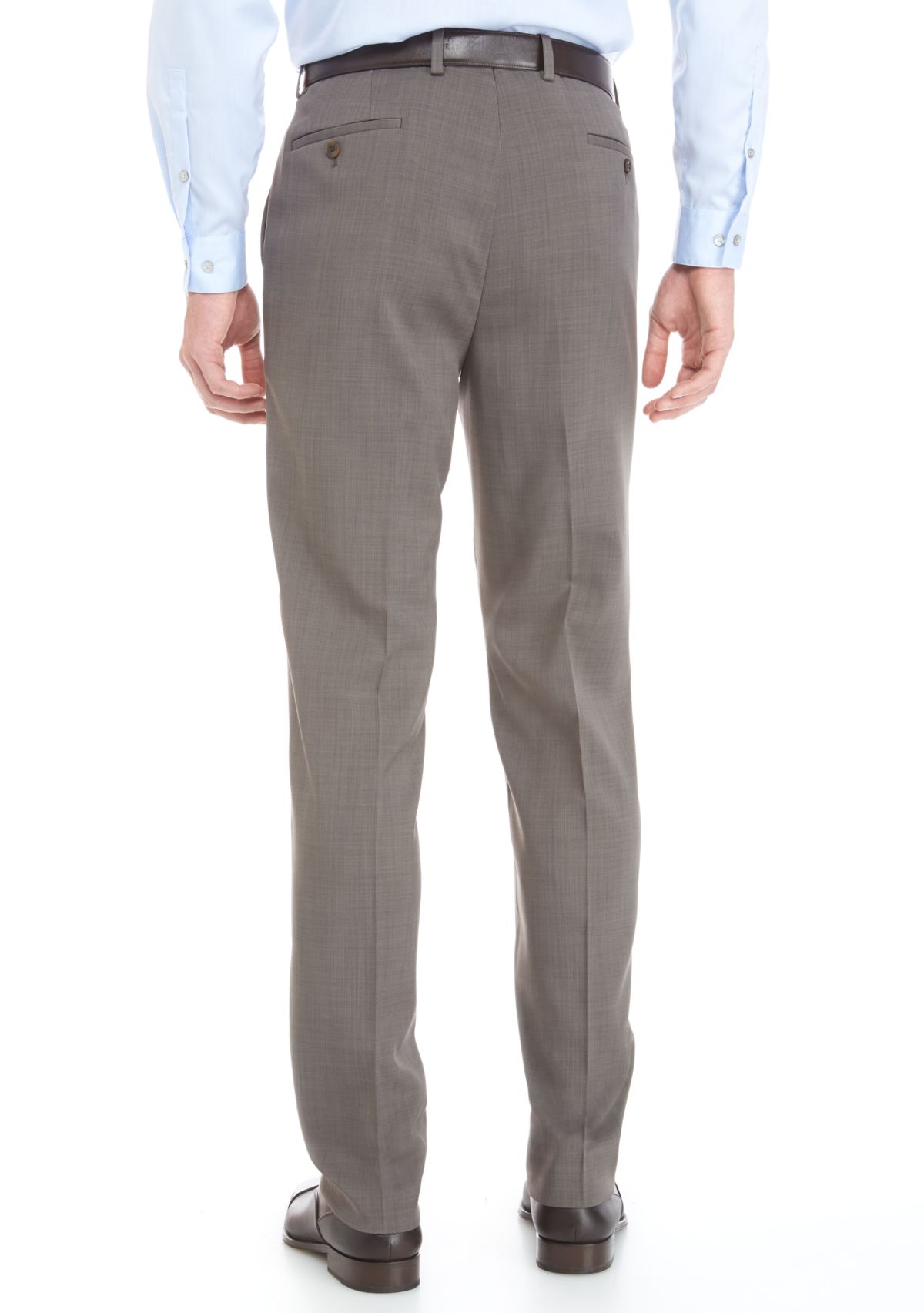Brown Stretch Flat Front Pants