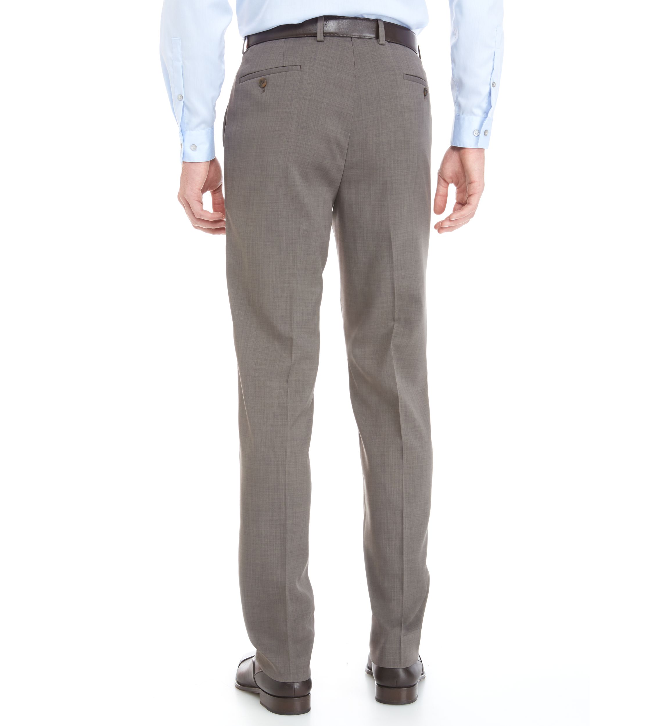 Brown Stretch Flat Front Pants