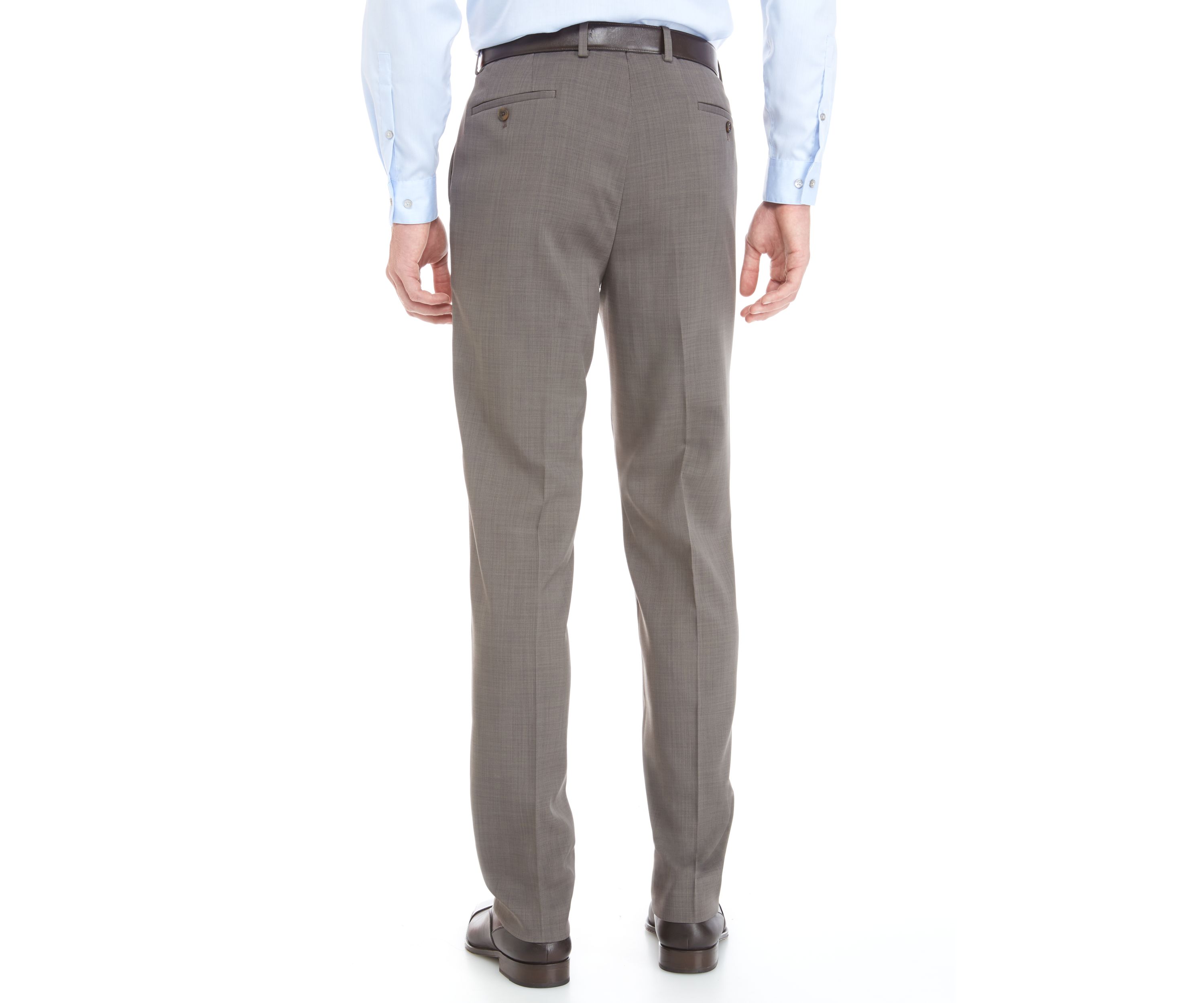 Brown Stretch Flat Front Pants