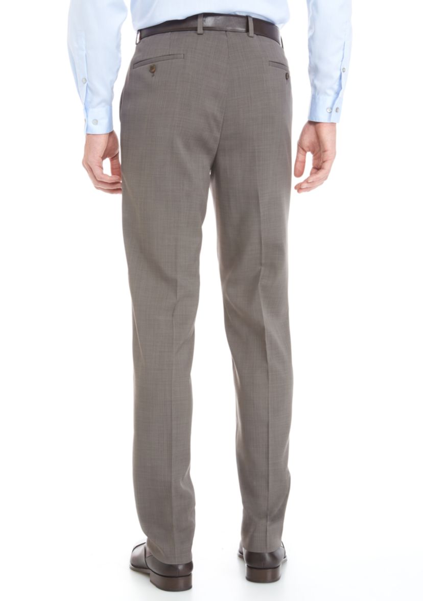 Brown Stretch Flat Front Pants