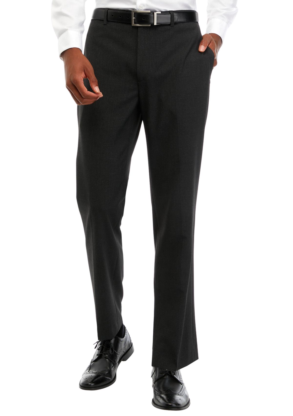 Mens Textured Flat Front Pants