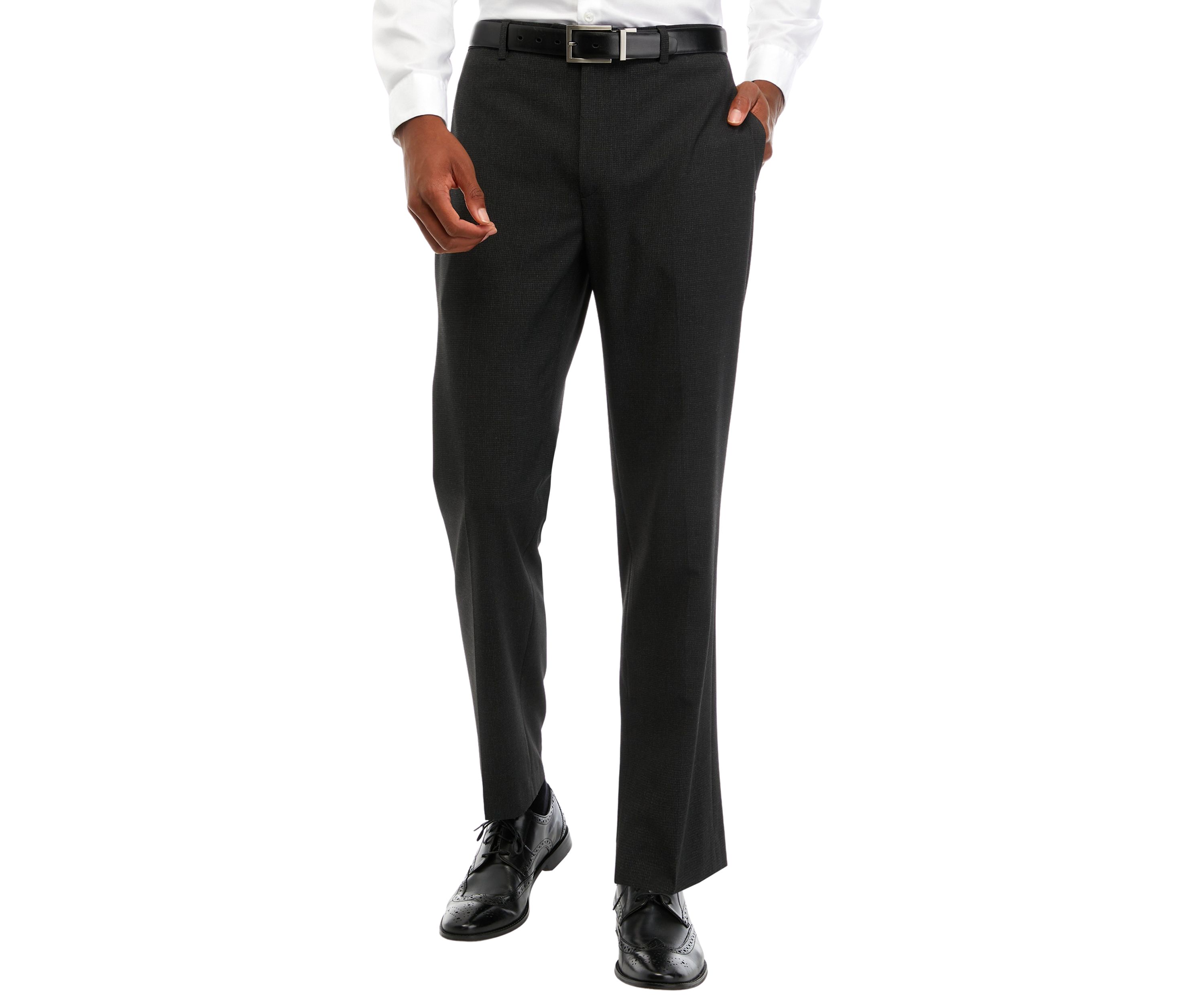 Mens Textured Flat Front Pants