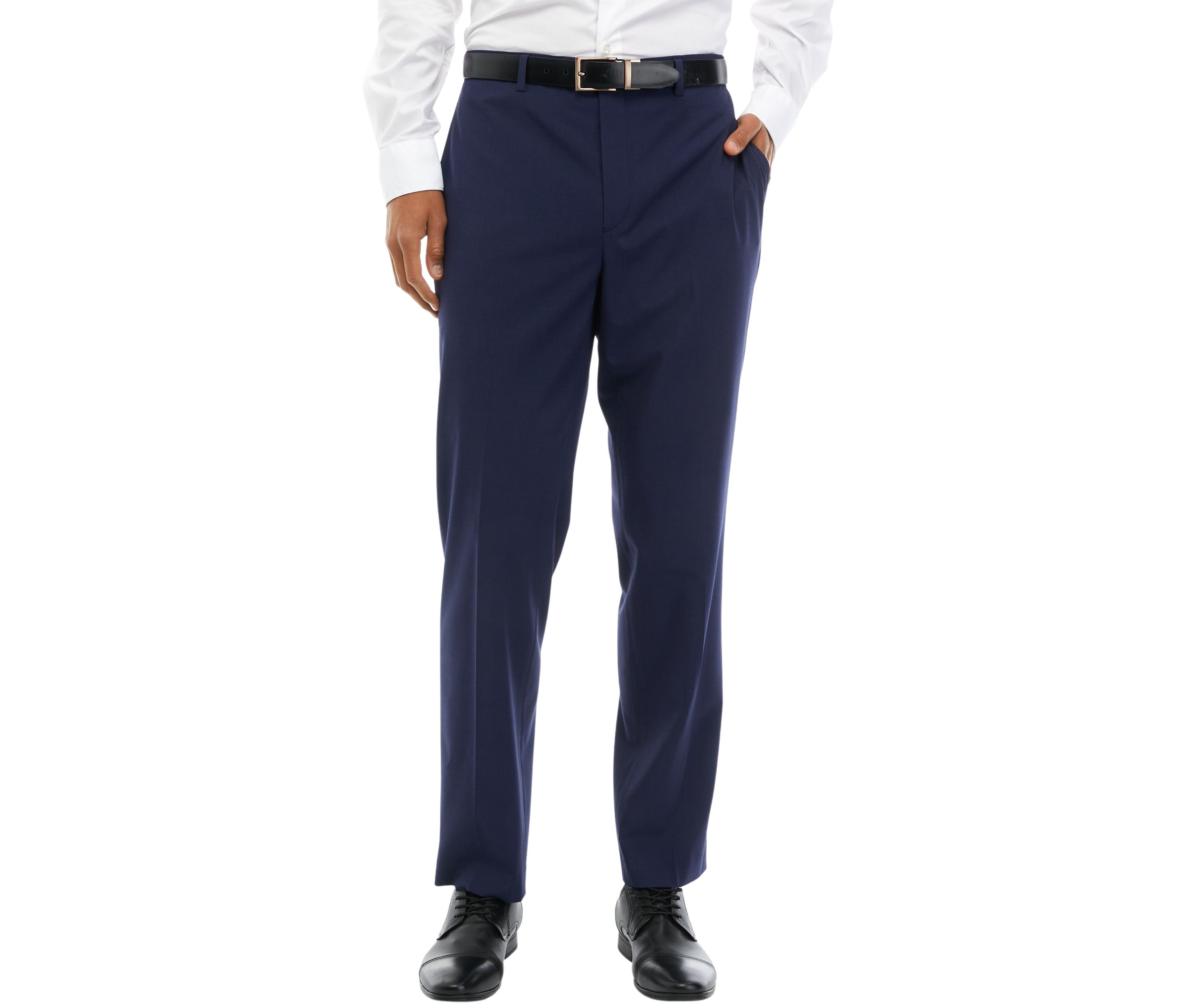 Textured Flat Front Pants