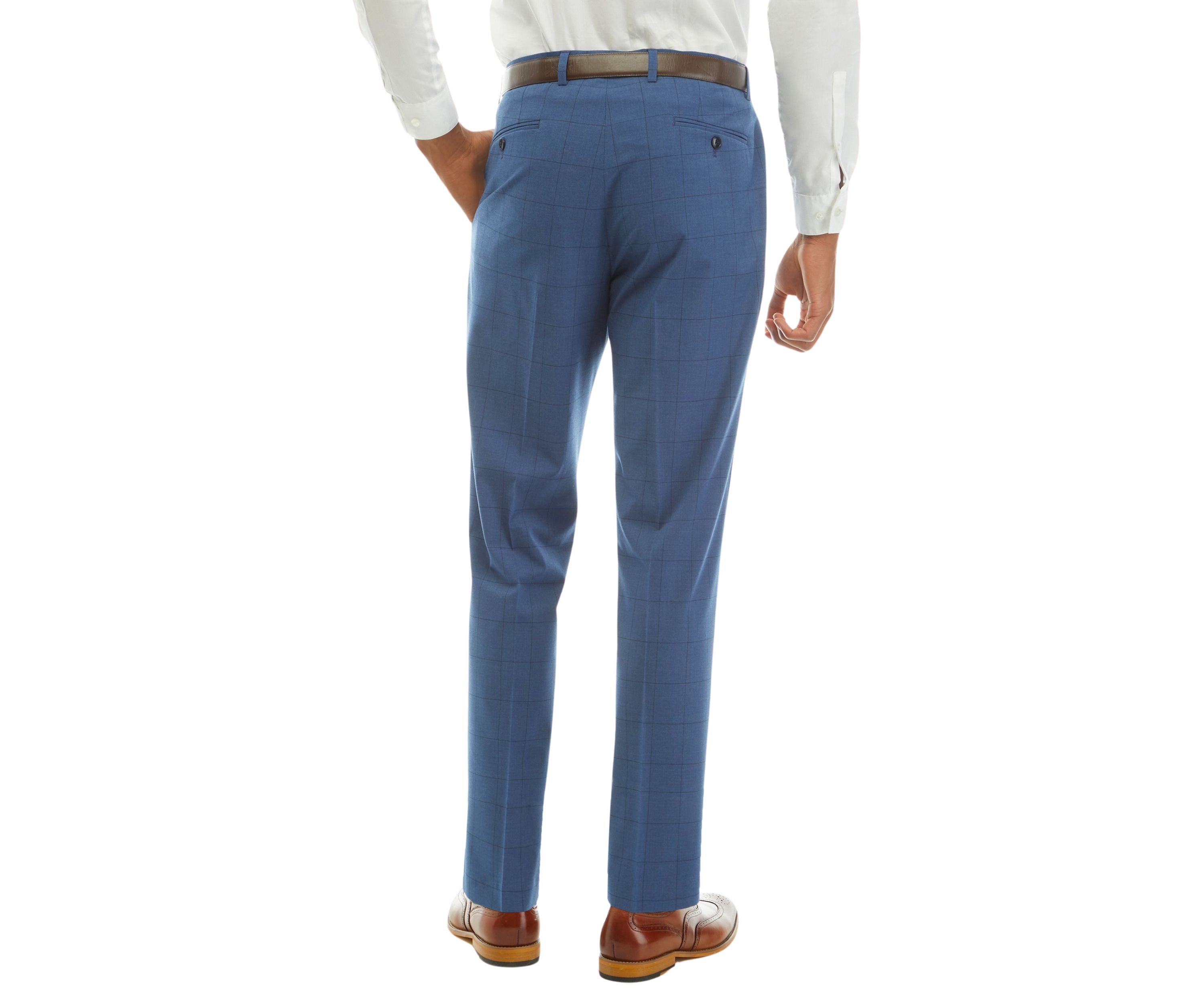 Mens Windowpane Flat Front Pants