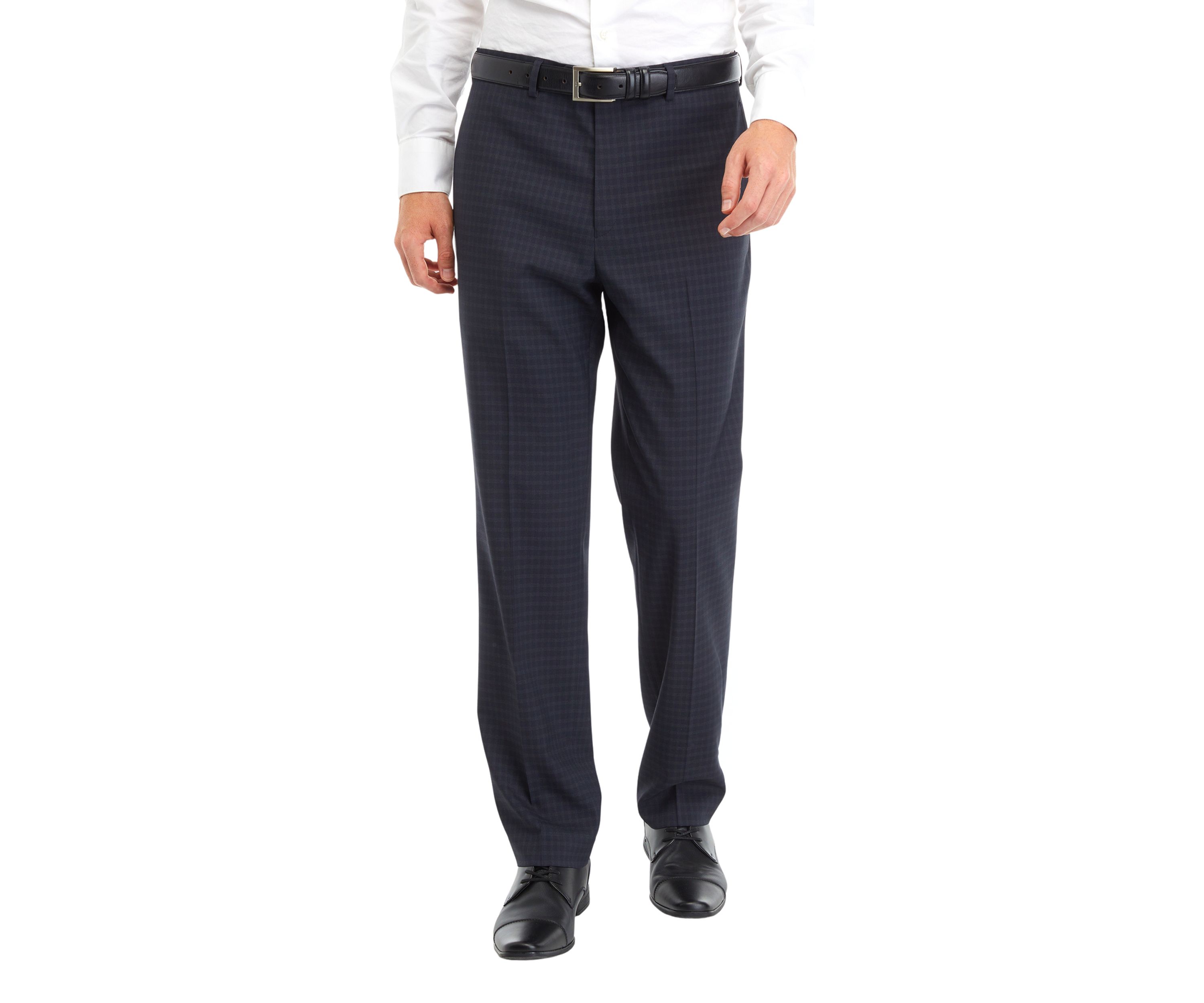 Blue Check Printed Dress Pants