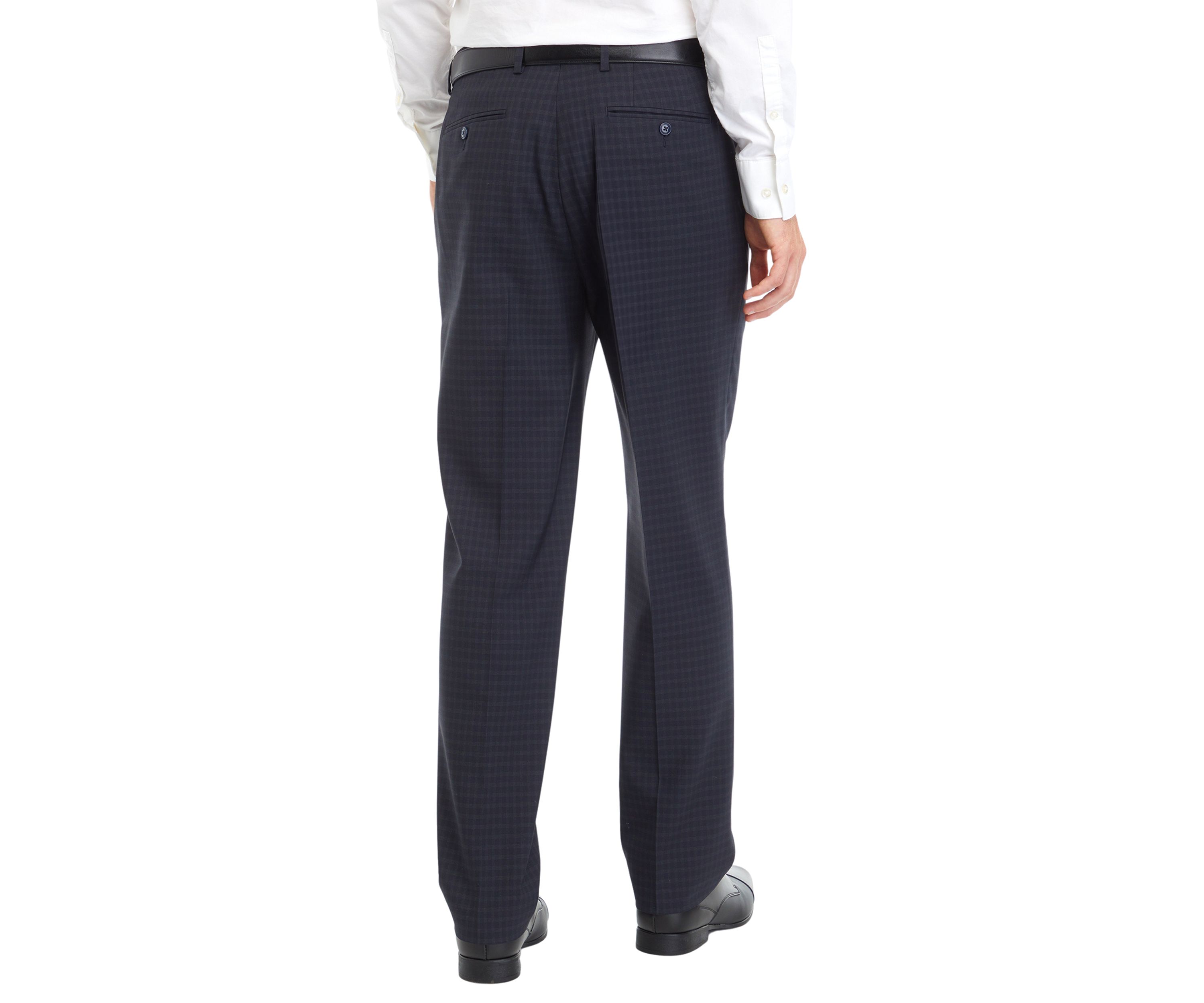Blue Check Printed Dress Pants