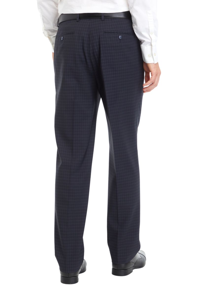 Blue Check Printed Dress Pants