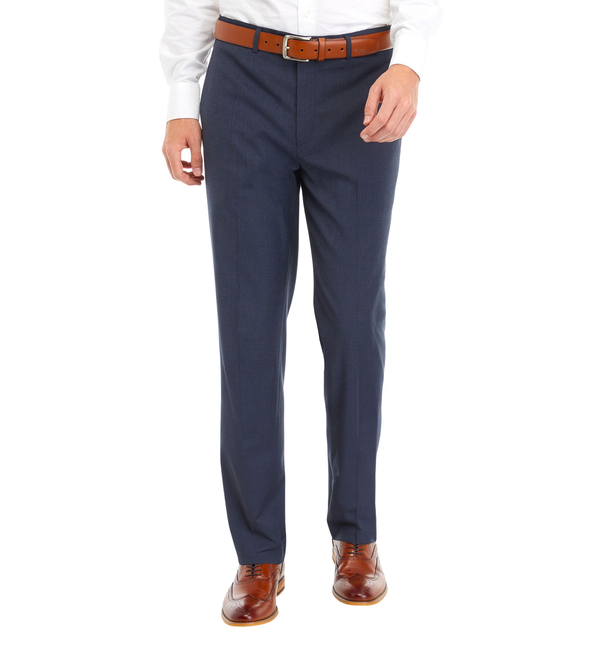 Blue Check Pattern Dress Pants