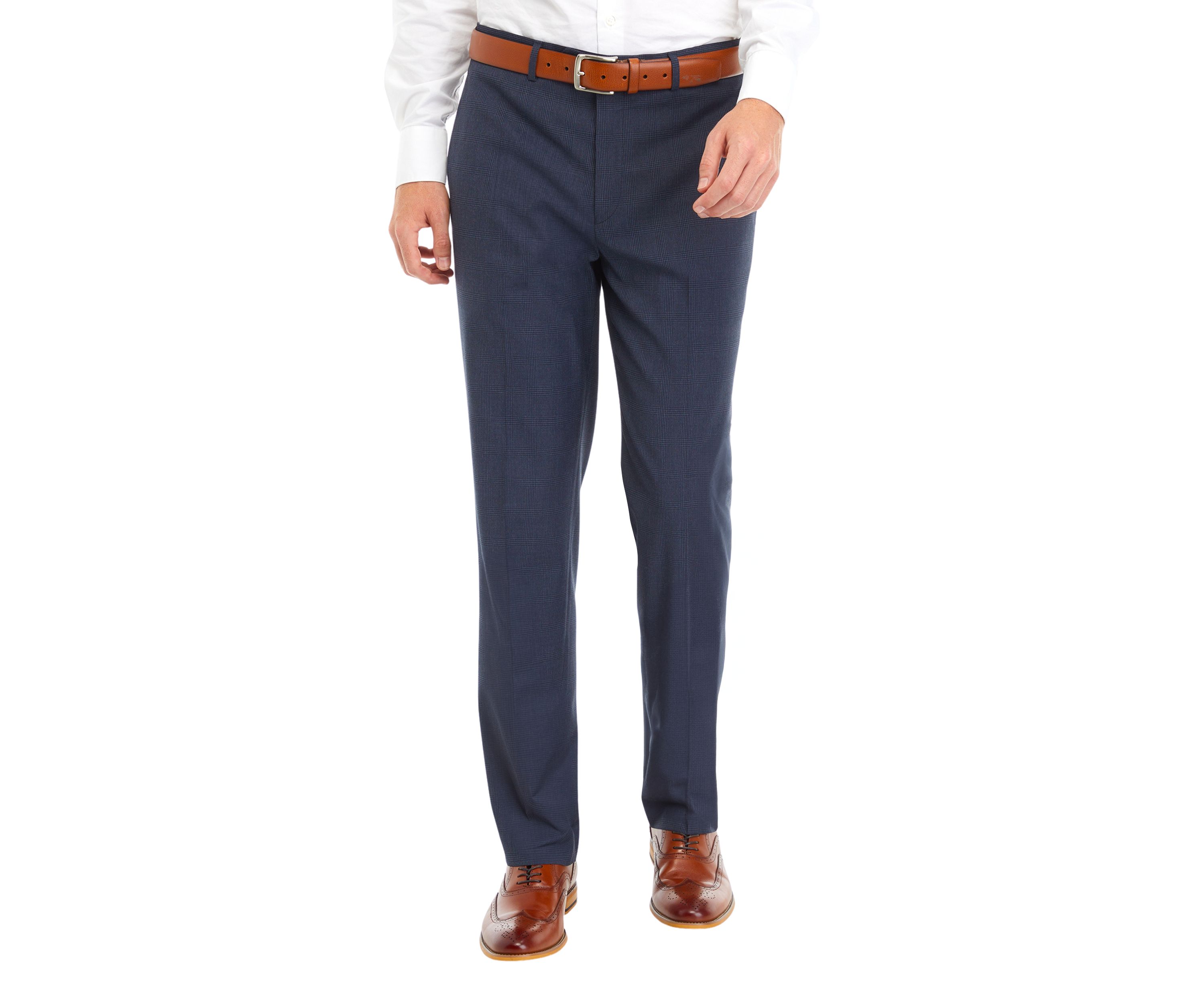 Blue Check Pattern Dress Pants