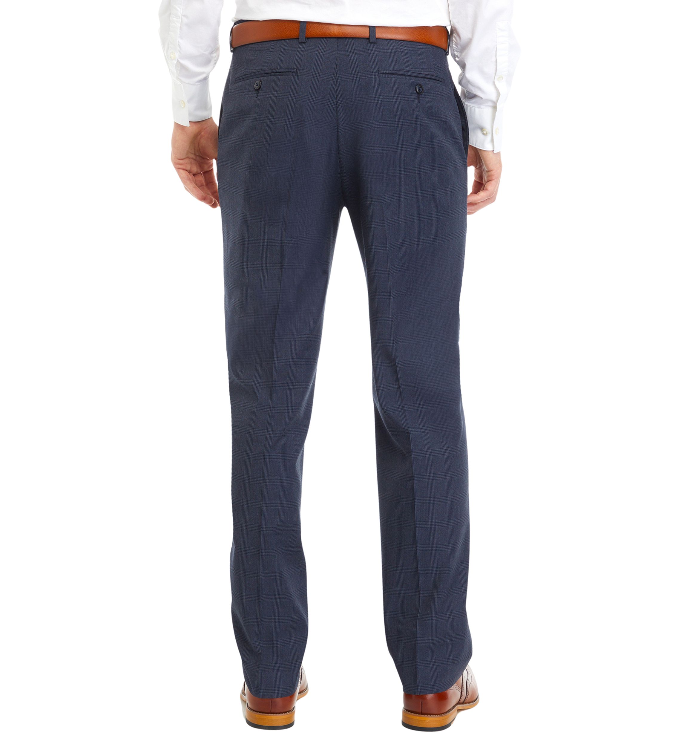 Blue Check Pattern Dress Pants