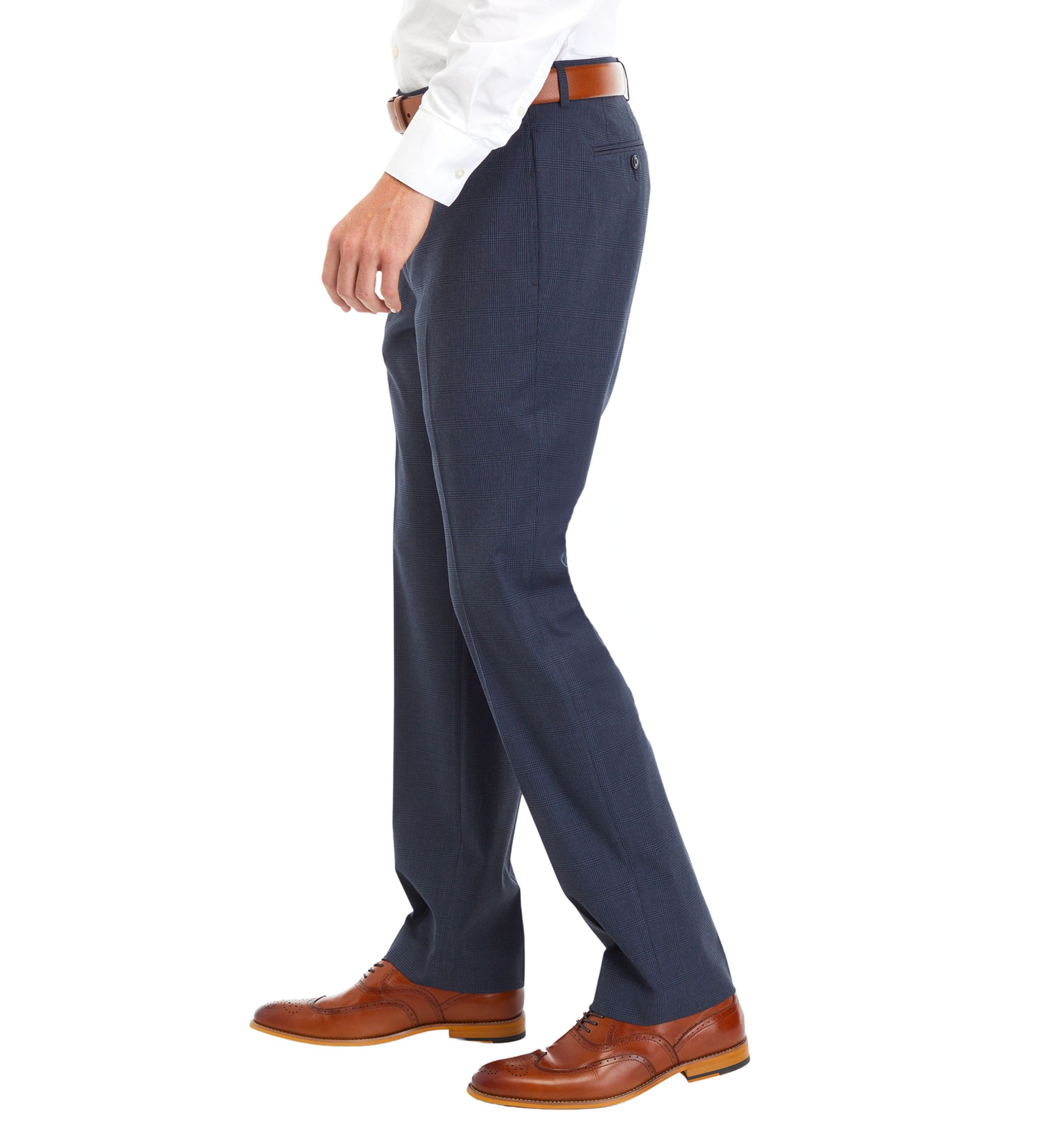 Blue Check Pattern Dress Pants