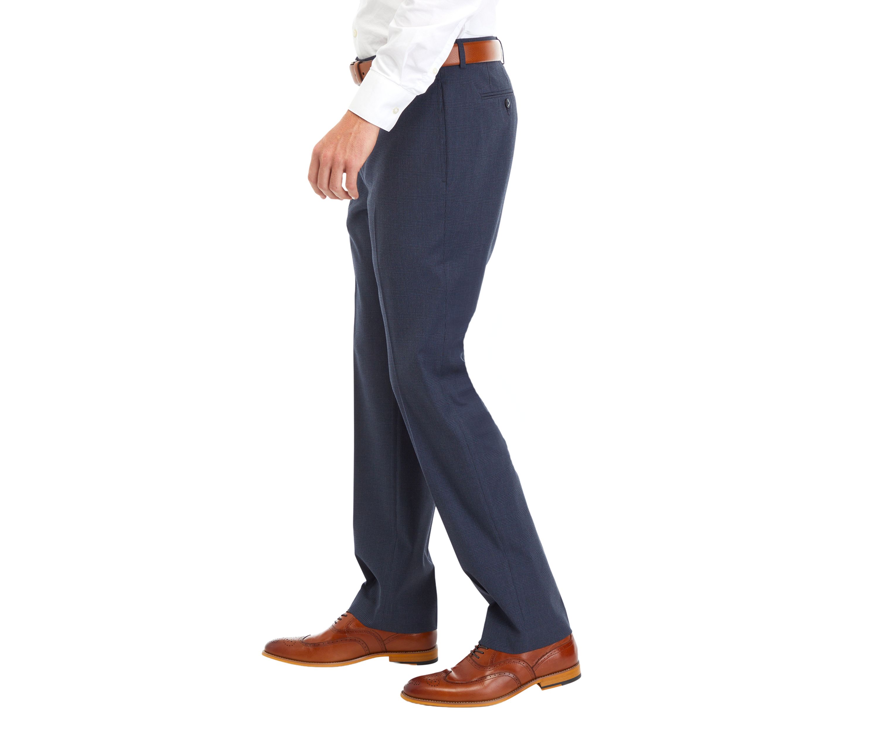 Blue Check Pattern Dress Pants