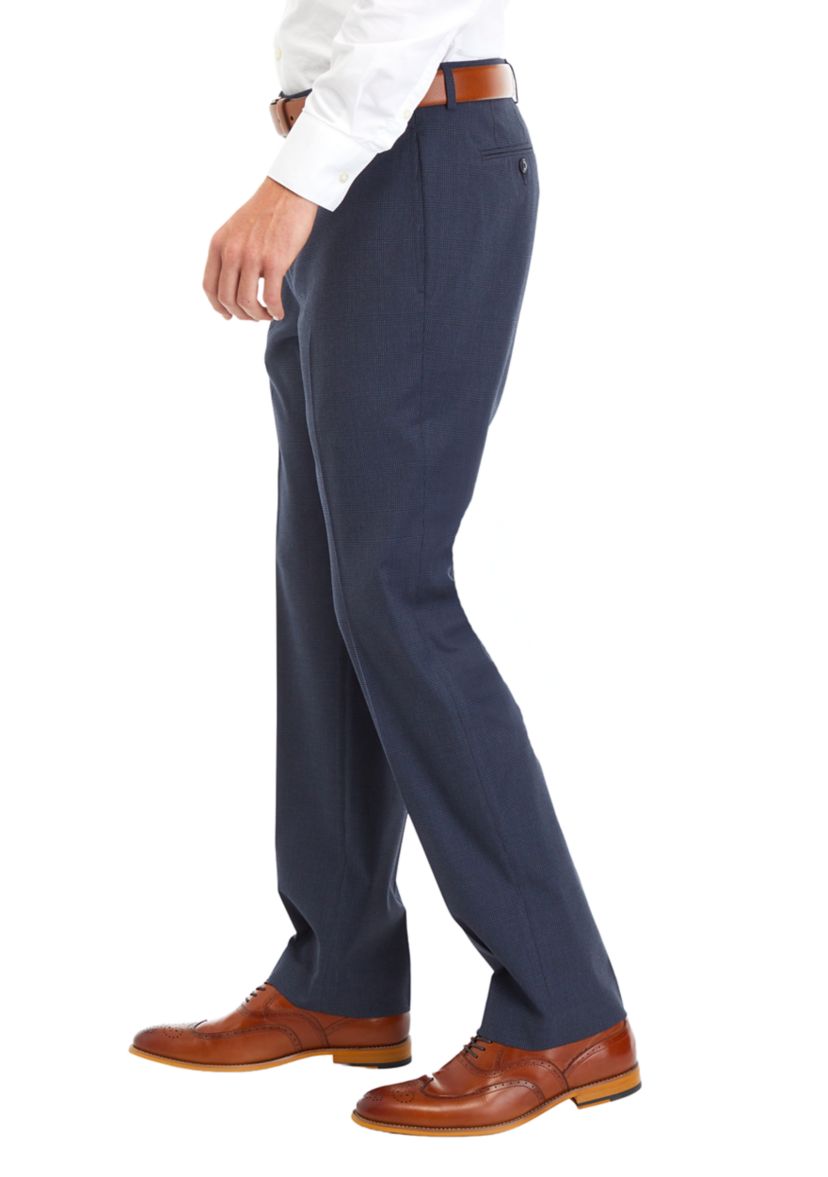 Blue Check Pattern Dress Pants