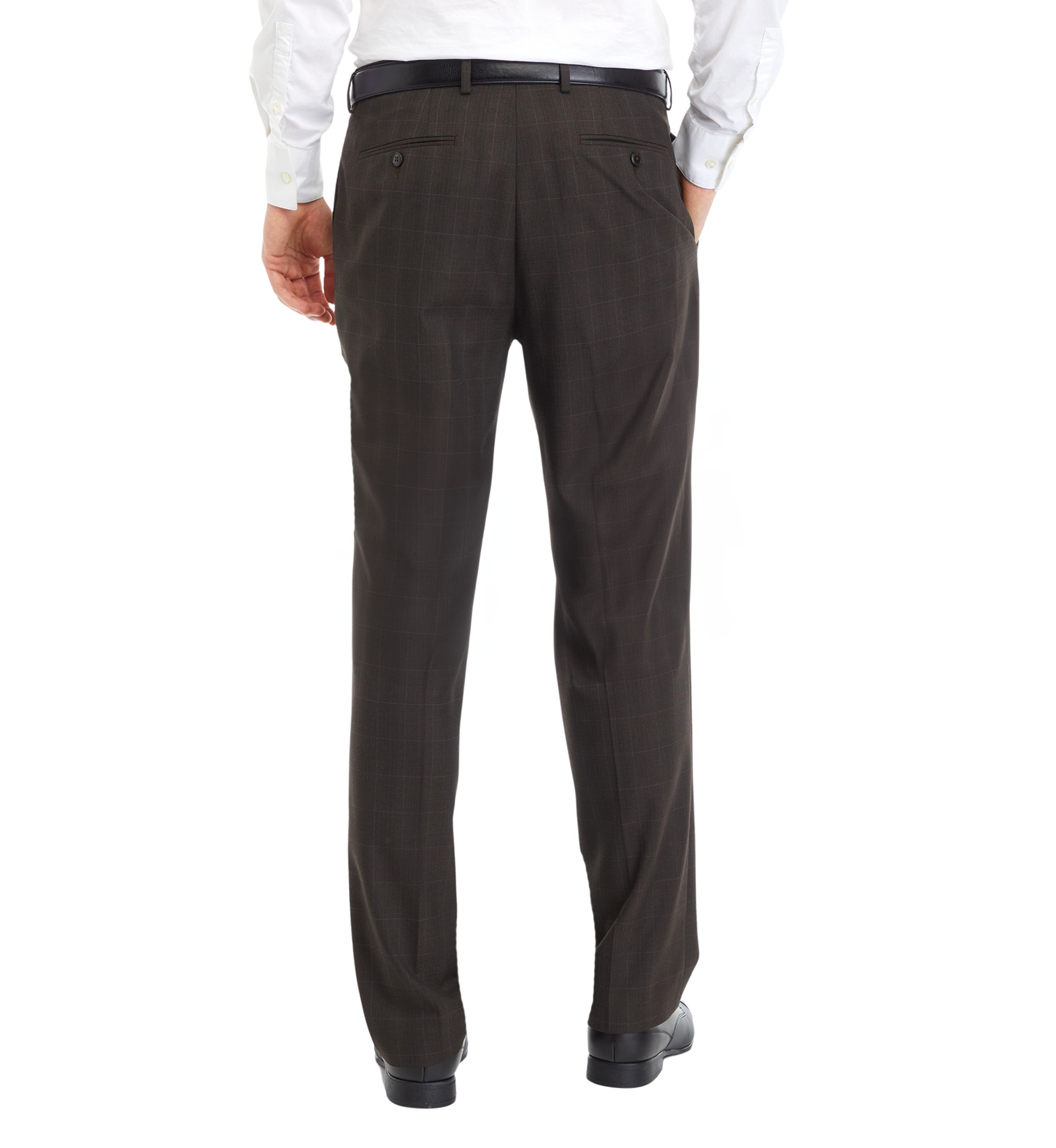 Brown Plaid Printed Dress Pants