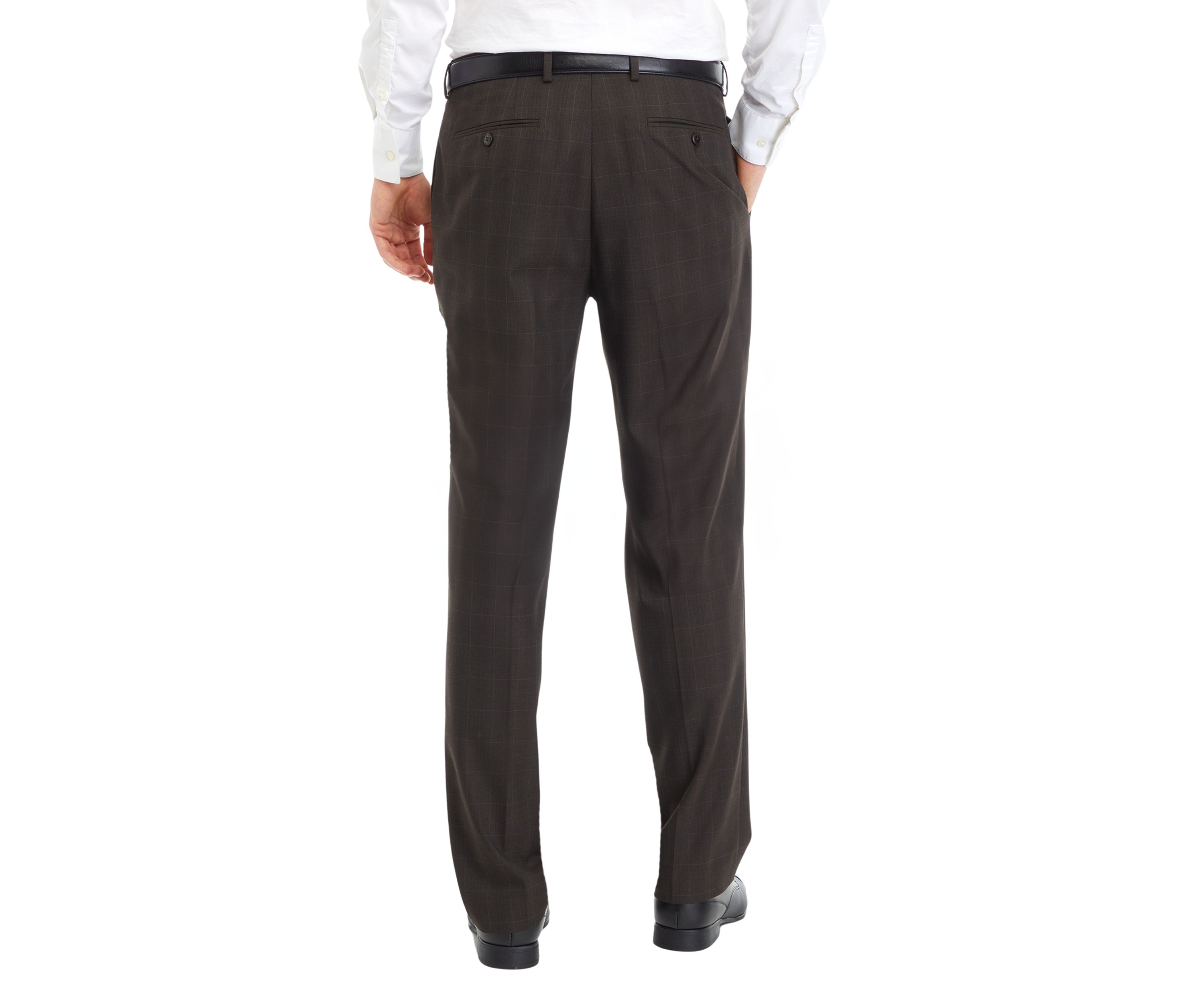 Brown Plaid Printed Dress Pants
