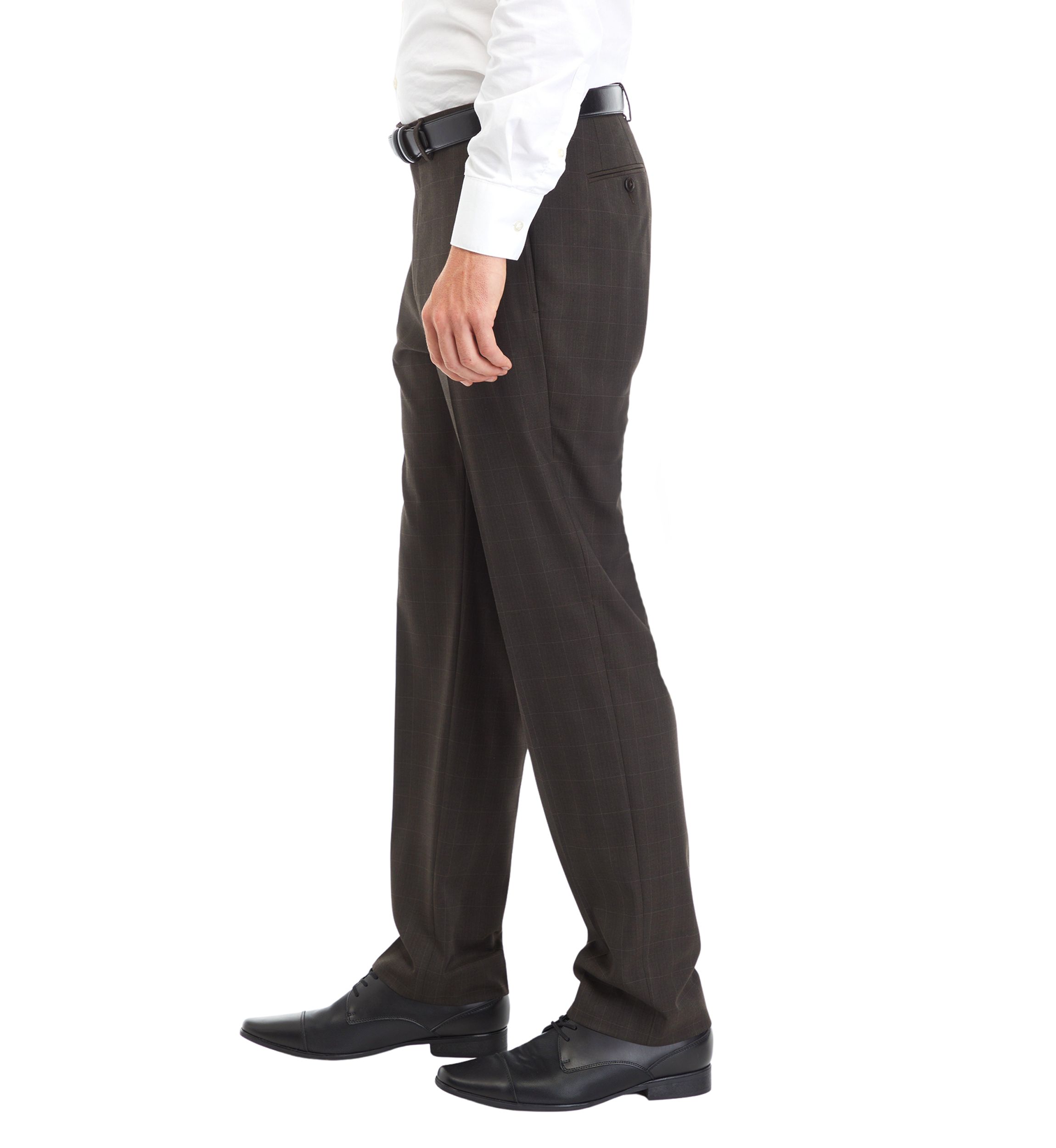 Brown Plaid Printed Dress Pants