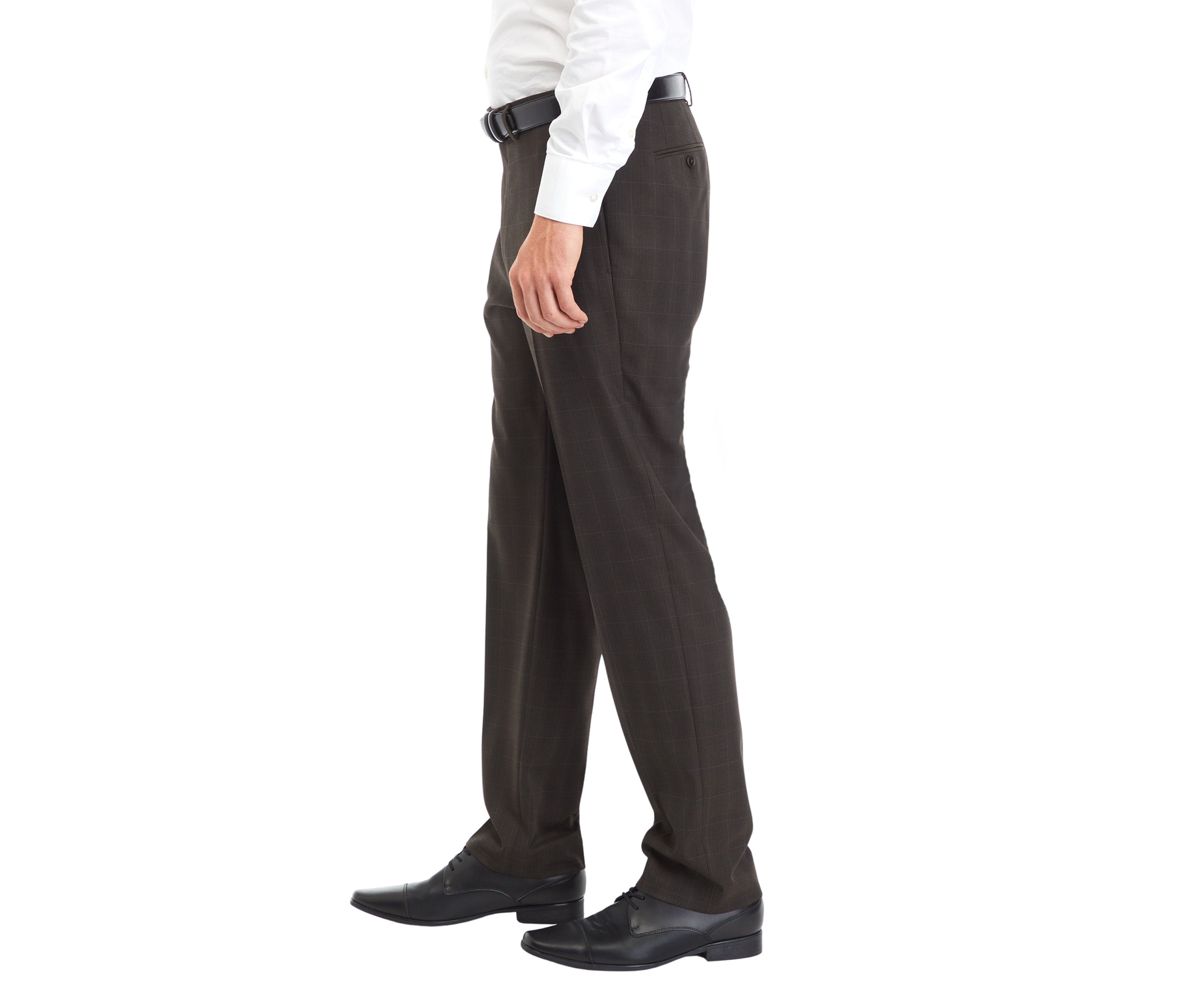 Brown Plaid Printed Dress Pants
