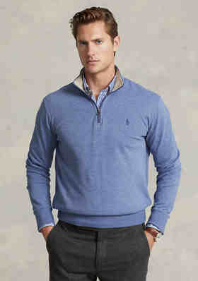 Mens Clothing Sweaters and knitwear Zipped sweaters Polo Ralph Lauren Luxury Jersey Quarter Zip Sweater in Blue for Men 