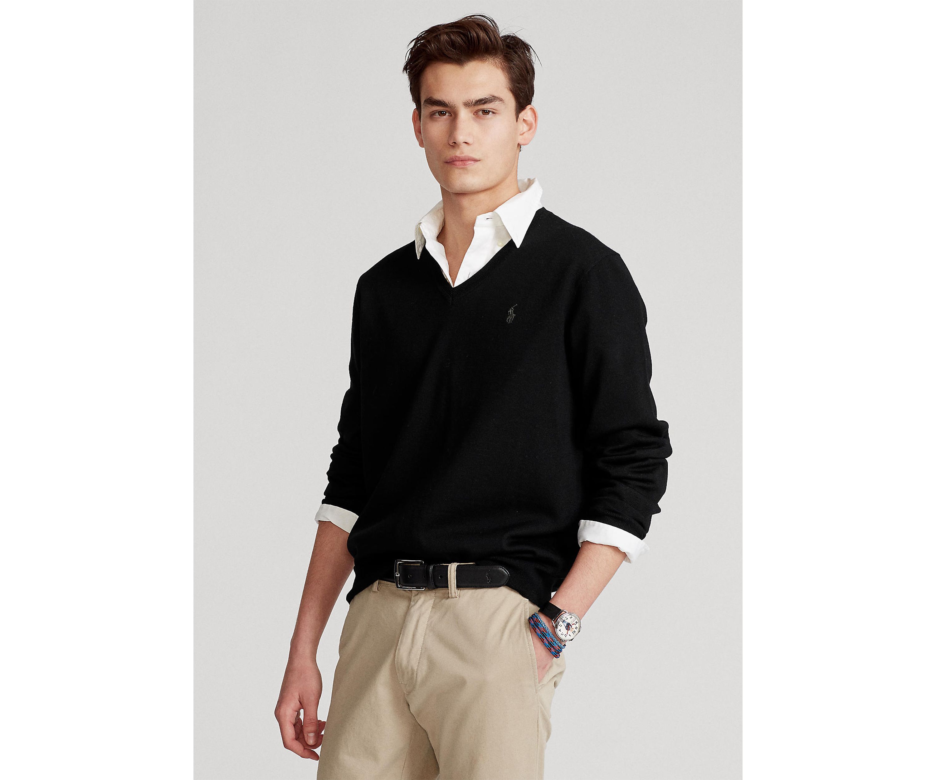Washable Merino Wool V-Neck Sweater