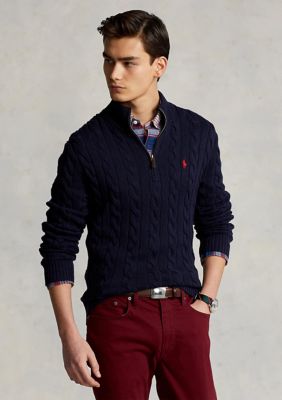 Polo Ralph Lauren Men's Cable Knit Cotton Sweater, Navy Blue, XL