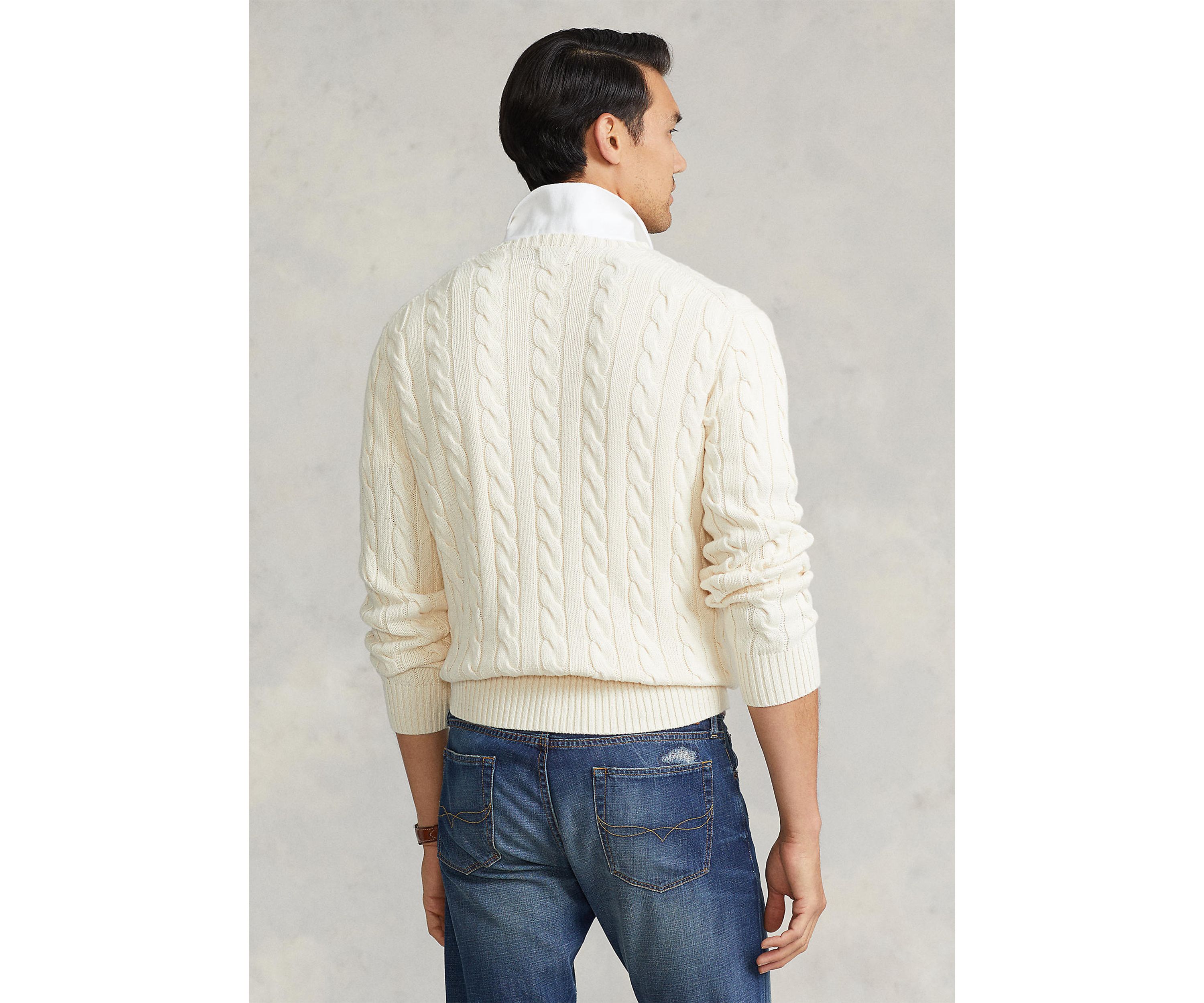 Cotton Cable Knit Driver Long Sleeve Sweater
