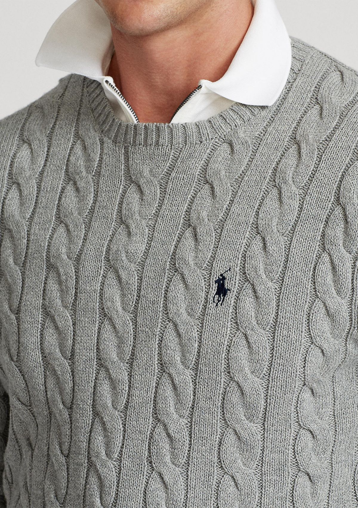 Cotton Cable Knit Driver Long Sleeve Sweater