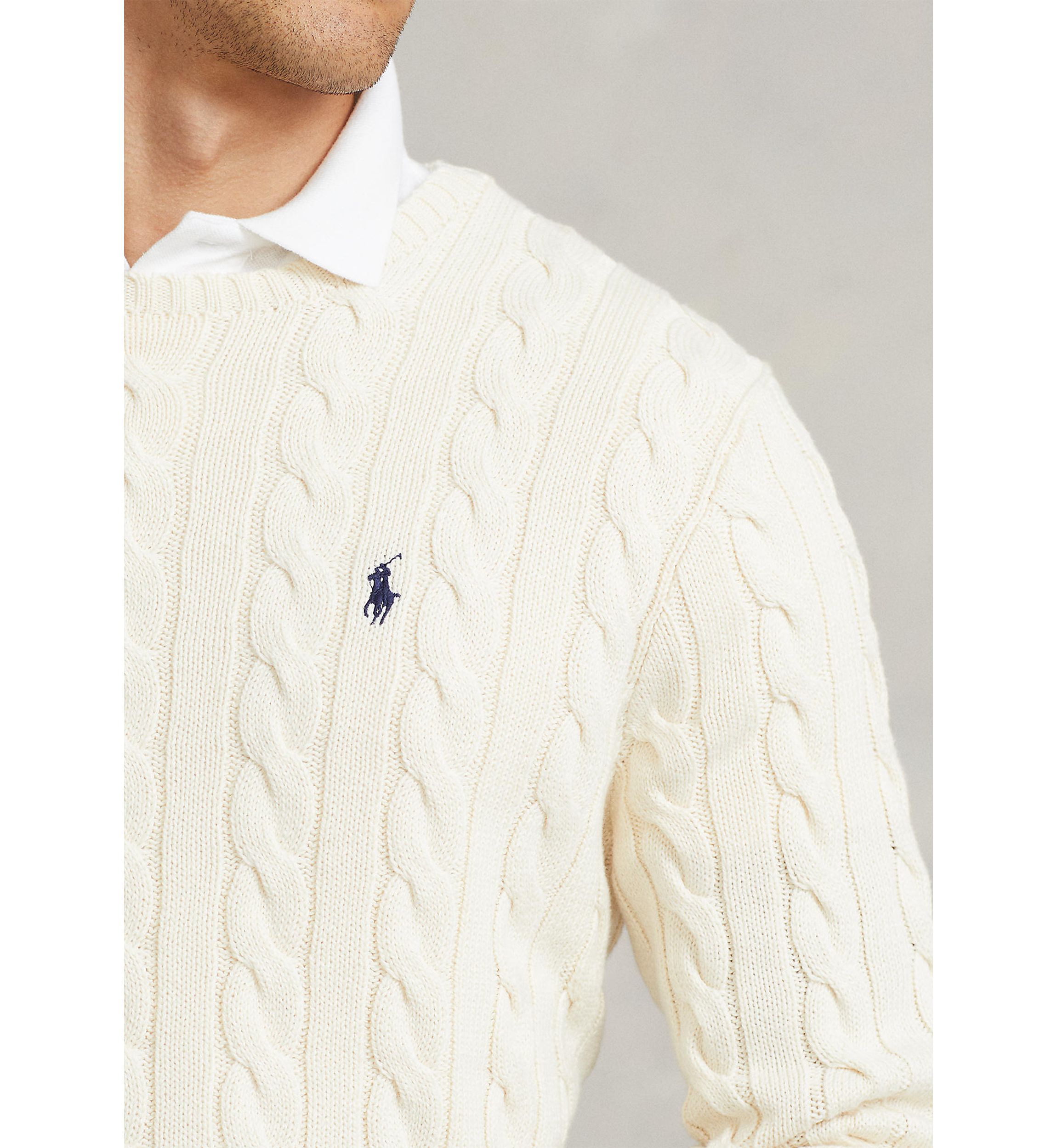 Cotton Cable Knit Driver Long Sleeve Sweater