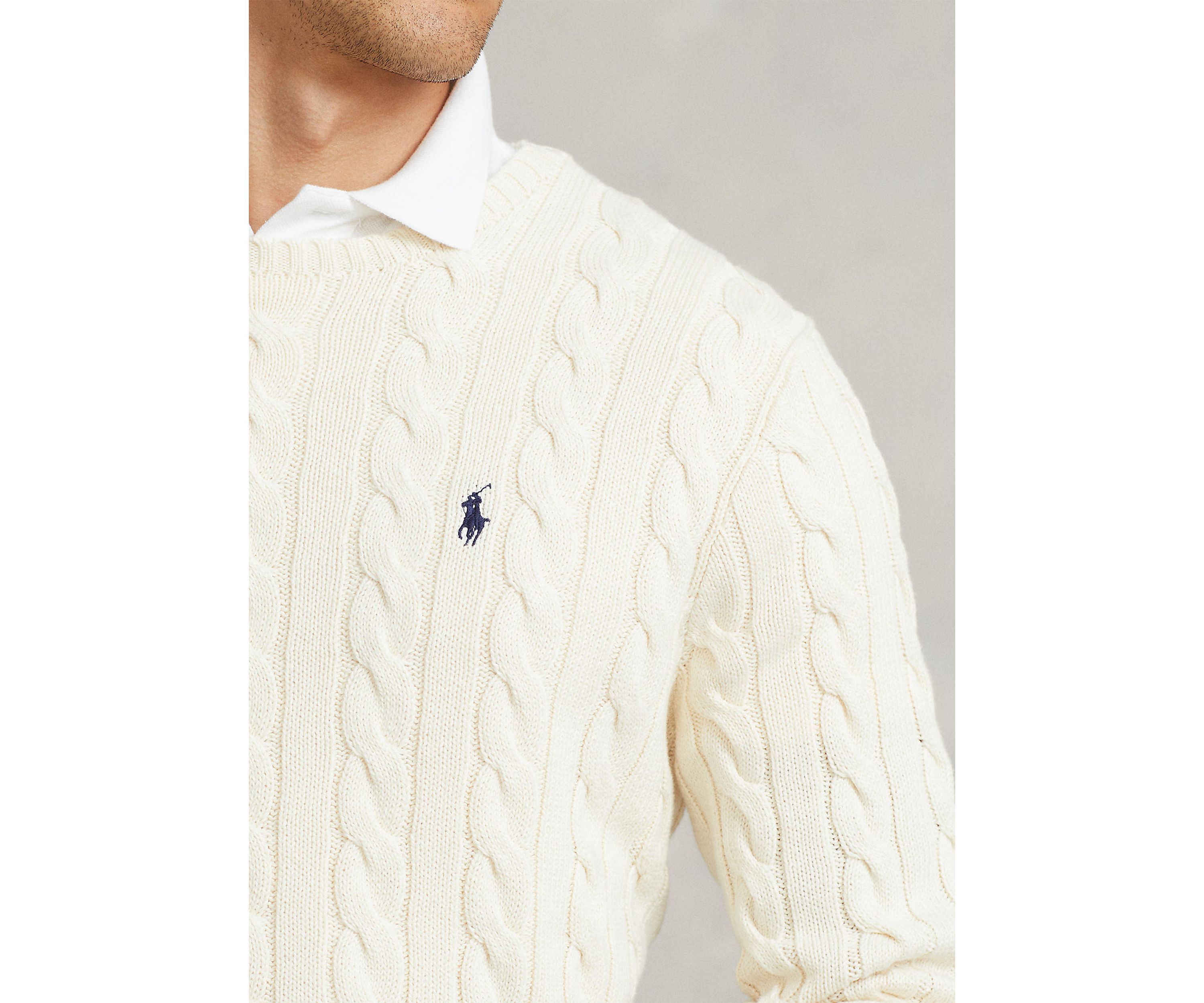 Cotton Cable Knit Driver Long Sleeve Sweater