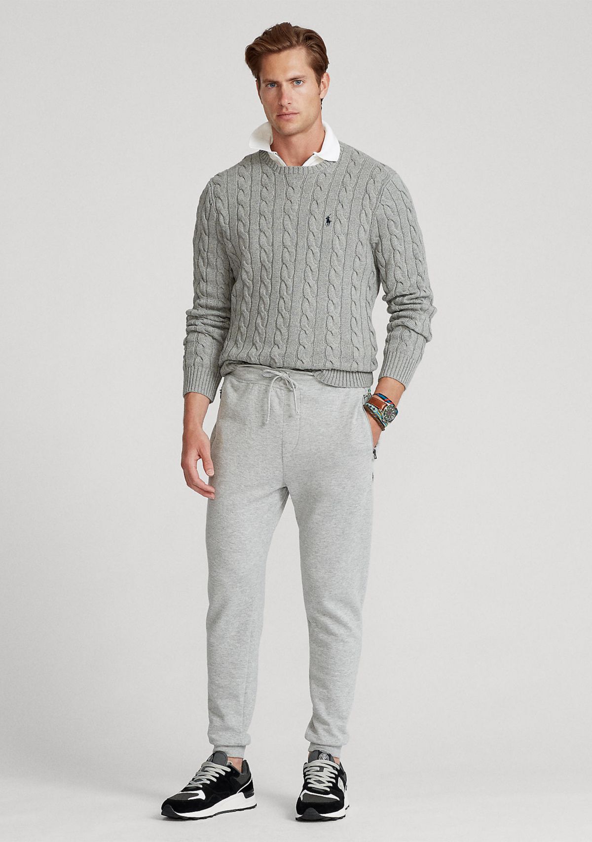 Cotton Cable Knit Driver Long Sleeve Sweater