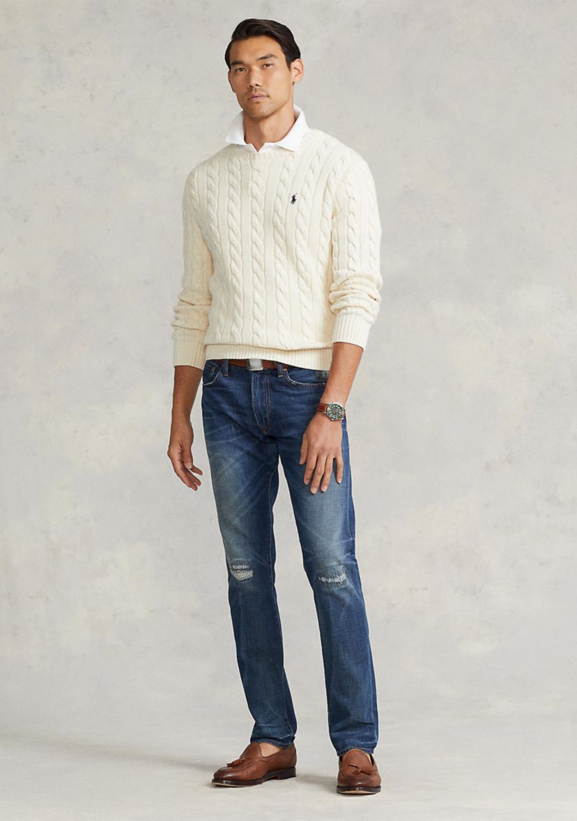 Cotton Cable Knit Driver Long Sleeve Sweater