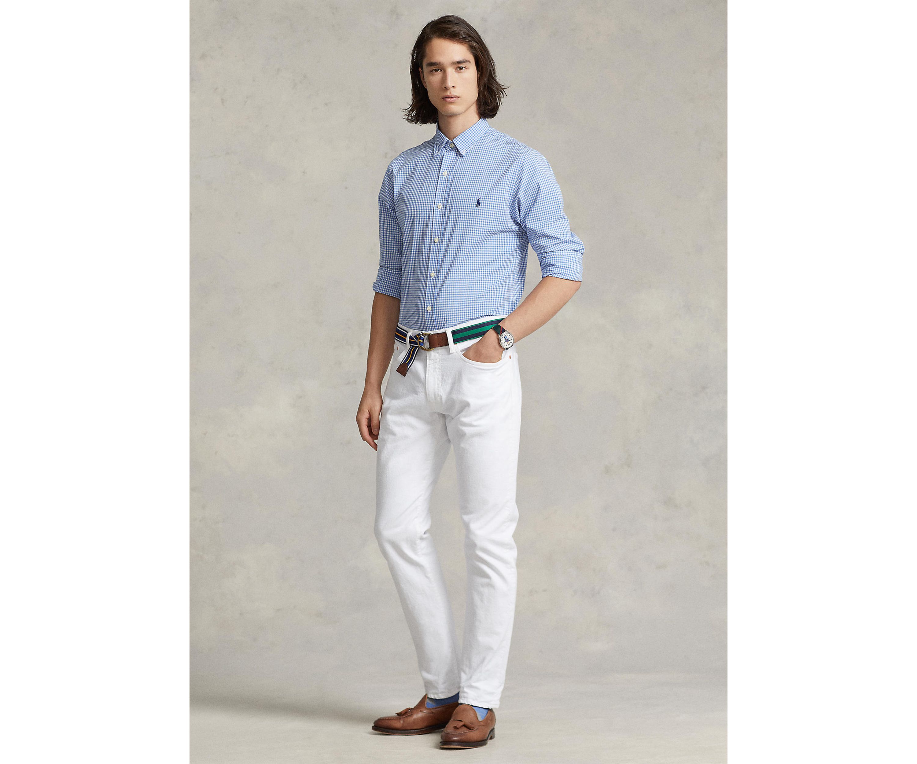 Slim Fit Checked Poplin Shirt	