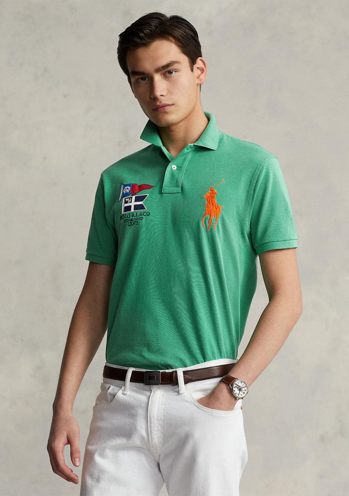Polo Ralph Lauren Custom Slim Fit Big Pony Mesh Polo Shirt | Belk