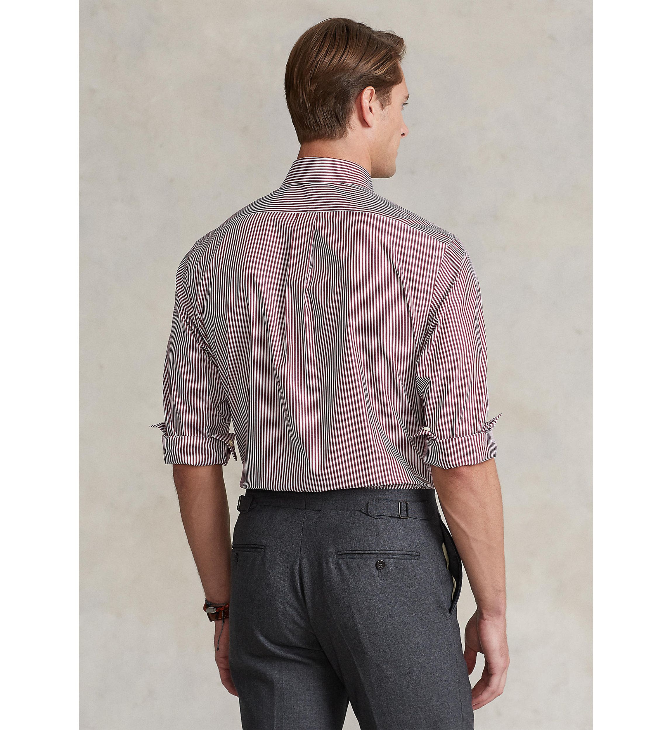 Classic Fit Striped Stretch Poplin Shirt
