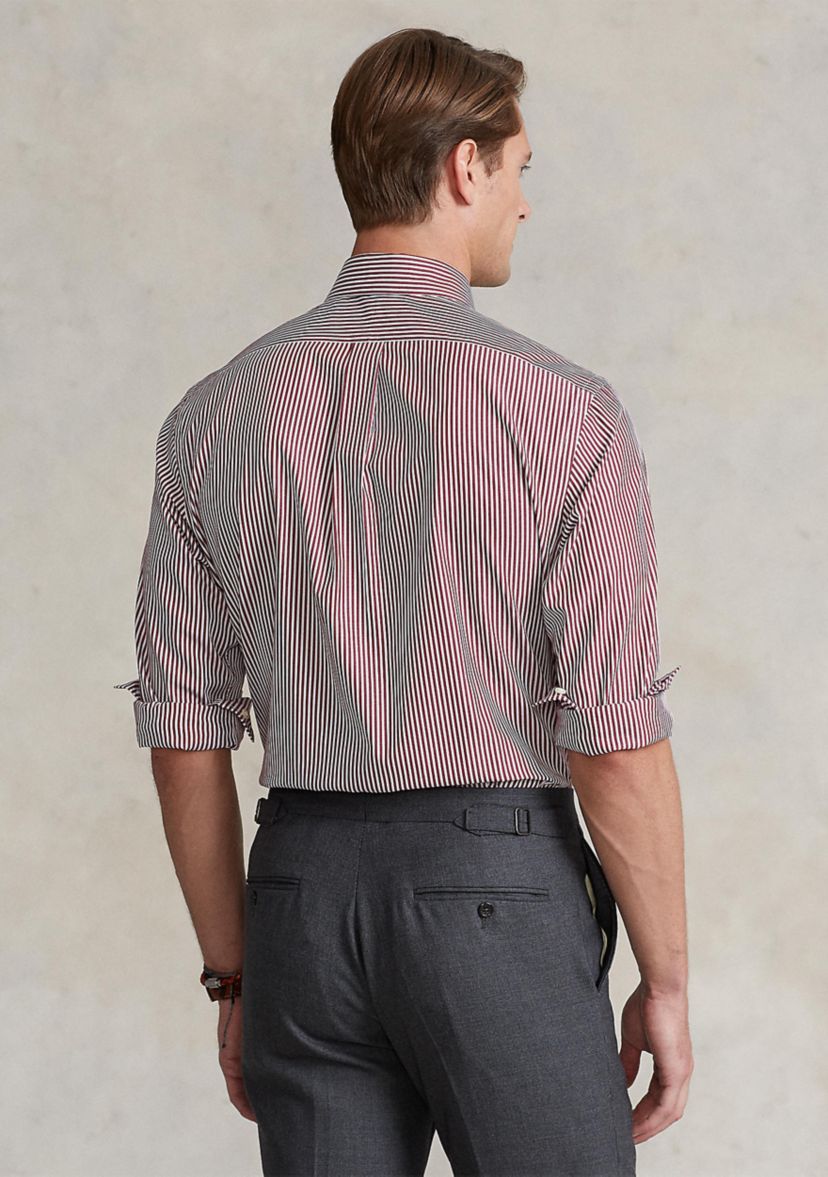 Classic Fit Striped Stretch Poplin Shirt