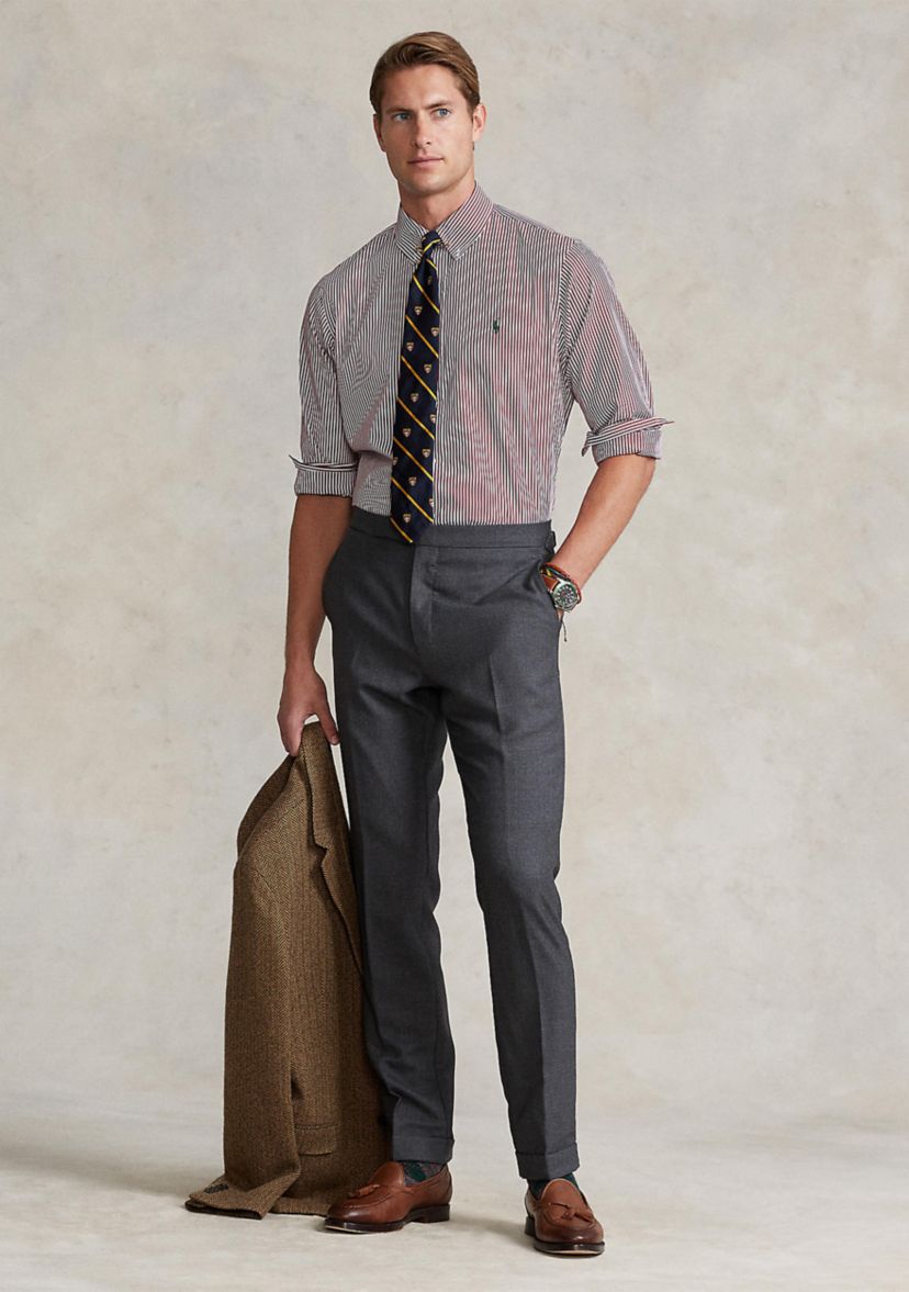 Classic Fit Striped Stretch Poplin Shirt