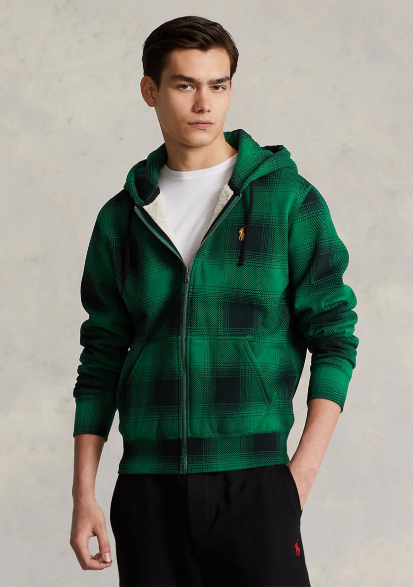 Plaid Pile Fleece Full Zip Hoodie