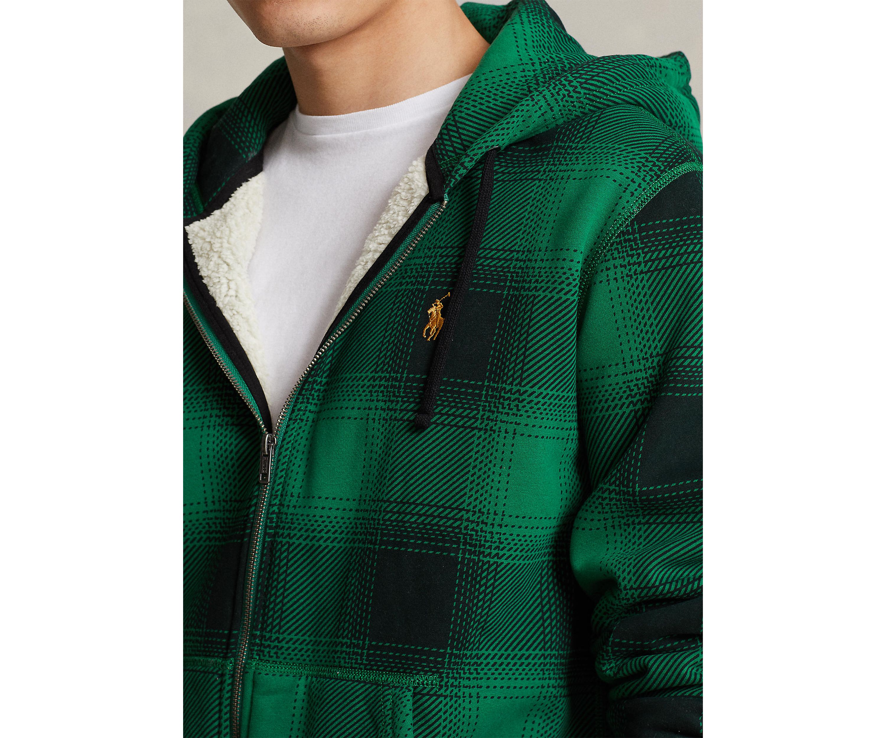Plaid Pile Fleece Full Zip Hoodie