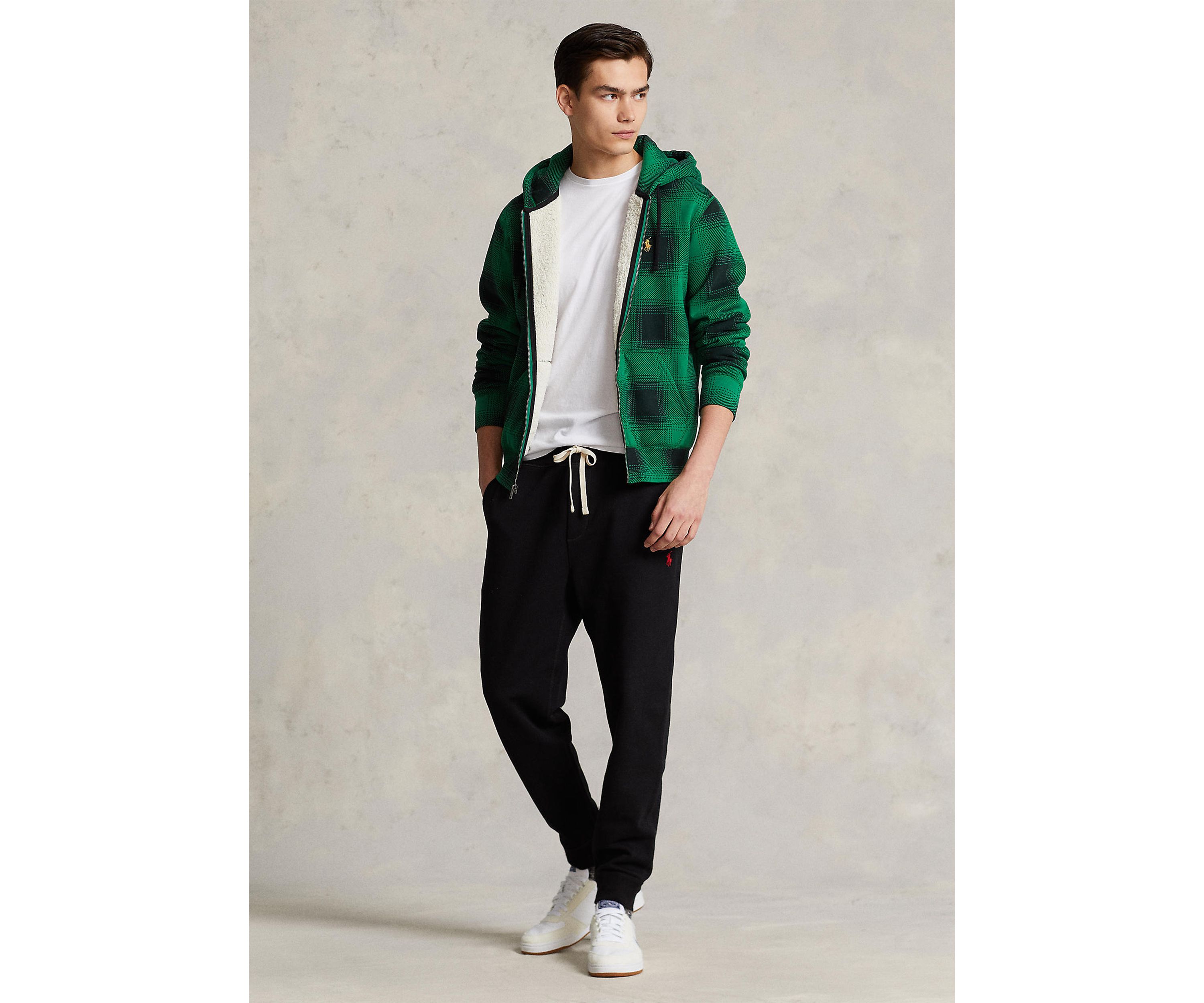 Plaid Pile Fleece Full Zip Hoodie