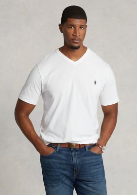 Polo Ralph Lauren Men's Big & Tall Cotton Jersey V-Neck T-Shirt, White, 3X Big
