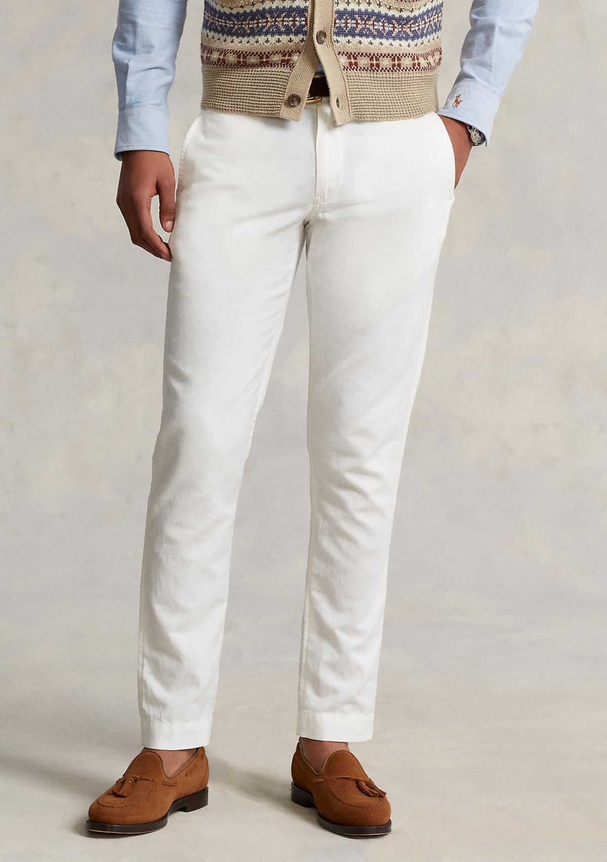 Straight Fit Linen-Cotton Pants