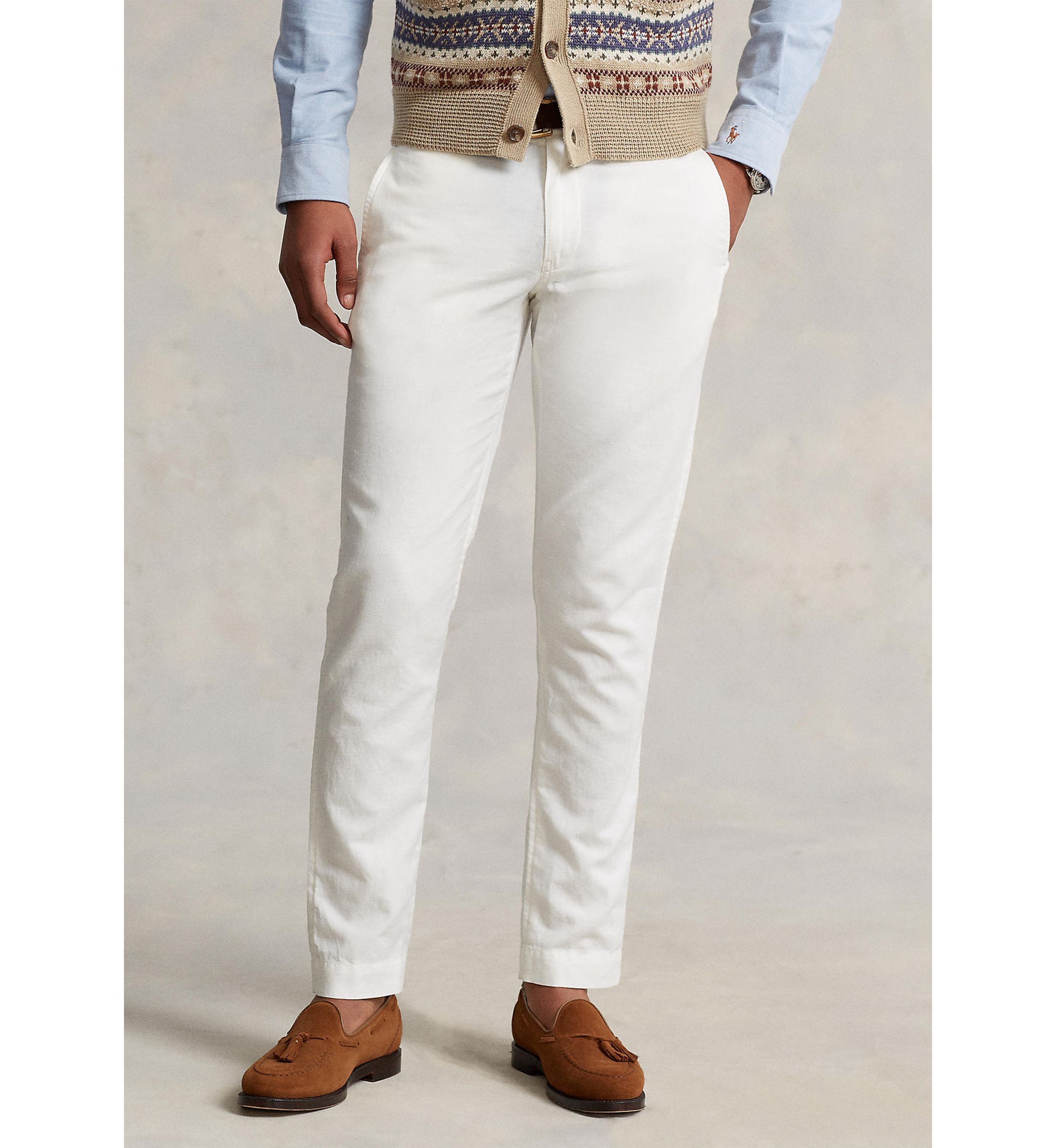 Straight Fit Linen-Cotton Pants