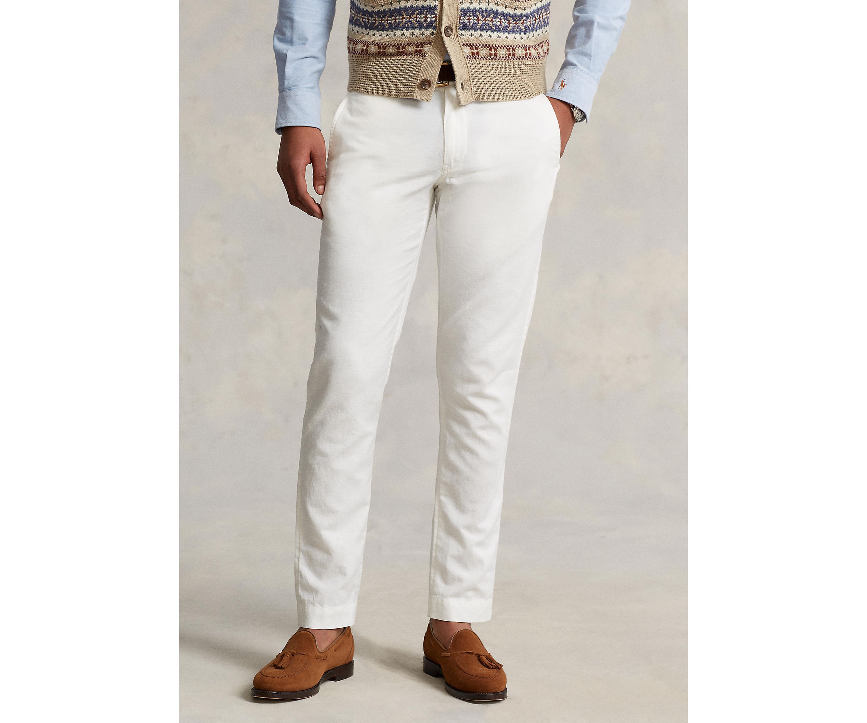 Straight Fit Linen-Cotton Pants
