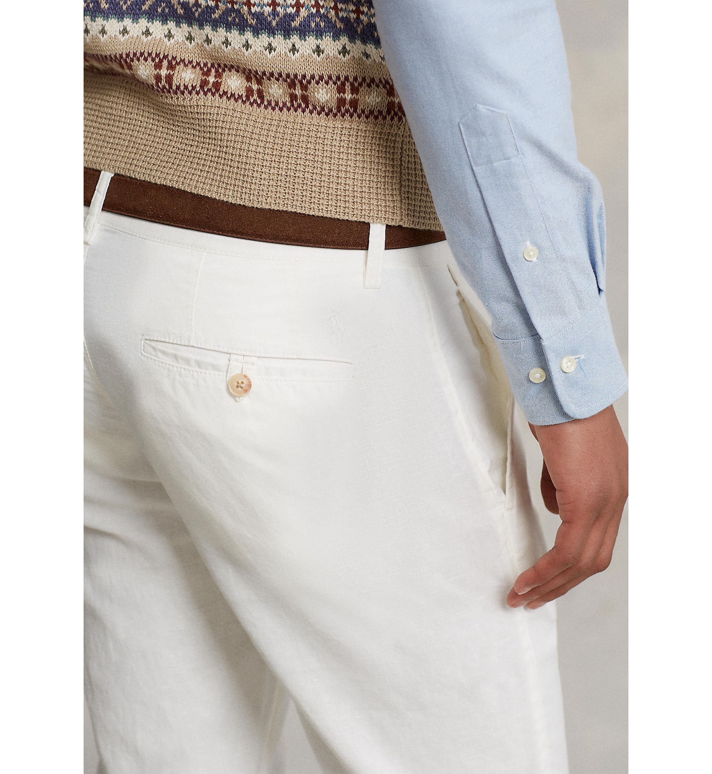 Straight Fit Linen-Cotton Pants