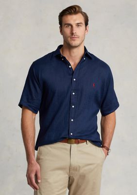 Polo Ralph Lauren Men's Big & Tall Lightweight Linen Shirt, Navy Blue, 3XL Tall