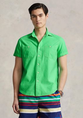Polo Ralph Lauren Men's Classic Fit Cotton Satin Workshirt, Green, Small