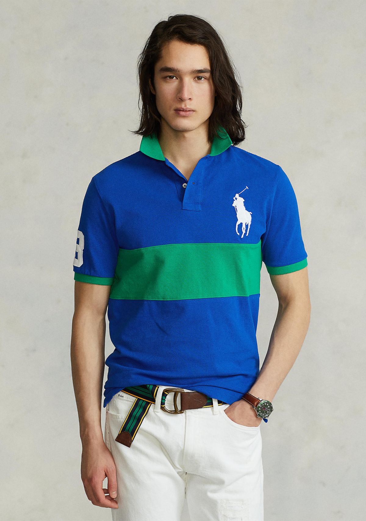 Custom Slim Fit Big Pony Mesh Polo Shirt
