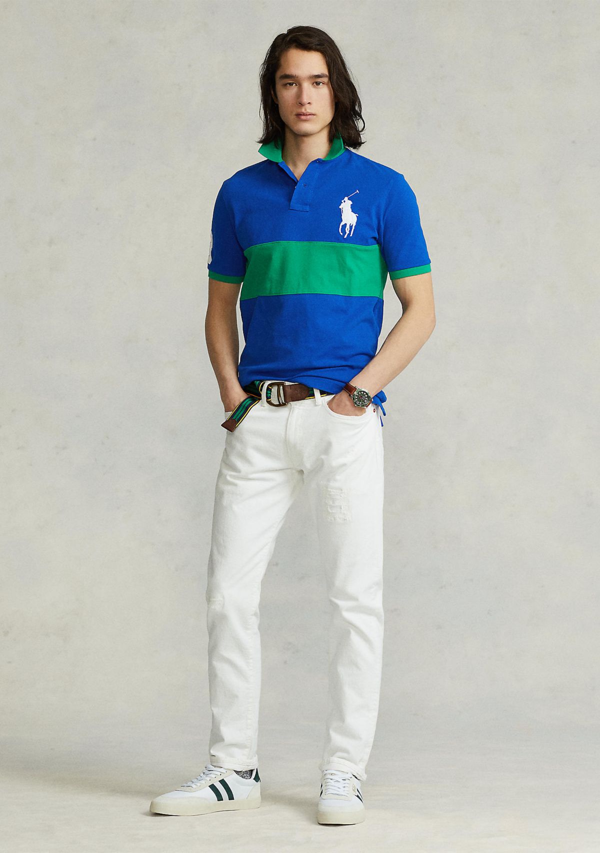 Custom Slim Fit Big Pony Mesh Polo Shirt