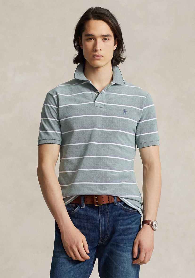 Classic Fit Striped Mesh Polo Shirt