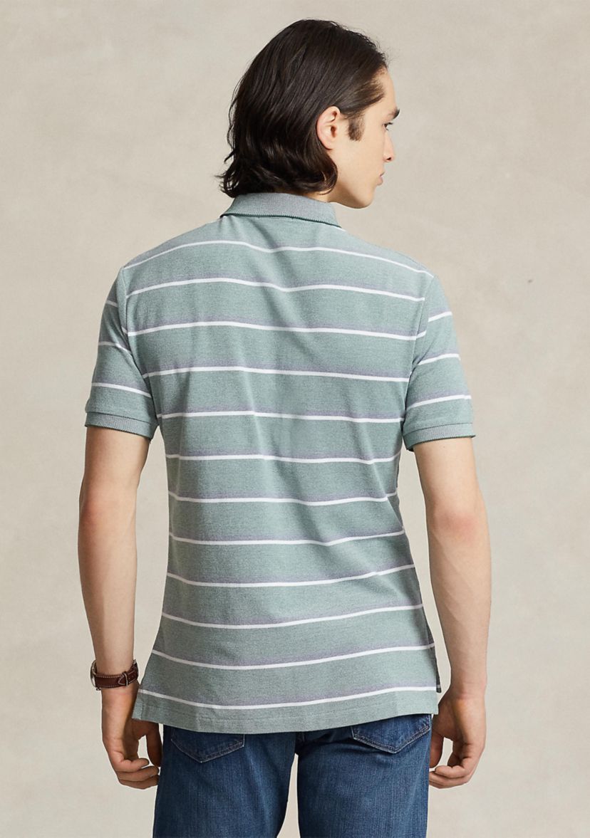 Classic Fit Striped Mesh Polo Shirt